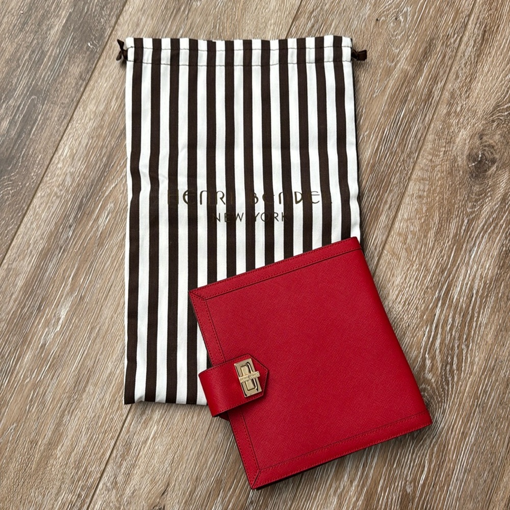 NWT HENRI BENDEL Travel Jewelry Case Jewelry Book W 57th Leather RED and Suede